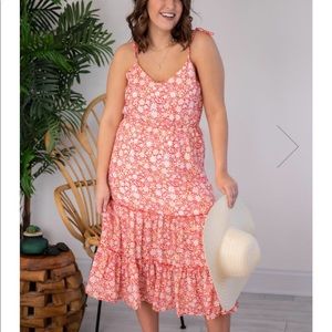 Pink Lily Floral Midi Dress